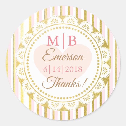 Hartelijk dank voor de roze gouden gepersonaliseer ronde sticker (Voorkant)