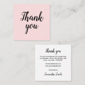 Hartelijk dank voor de roze pasteltrendy handgemaa vierkante visitekaartje (Voorkant / Achterkant)