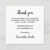 Hartelijk dank voor de roze pasteltrendy handgemaa vierkante visitekaartje (Achterkant)