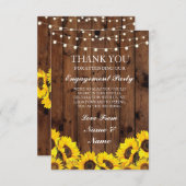 Hartelijk dank voor de Rustic Wood Sunflower Card Bedankkaart (Voorkant / Achterkant)
