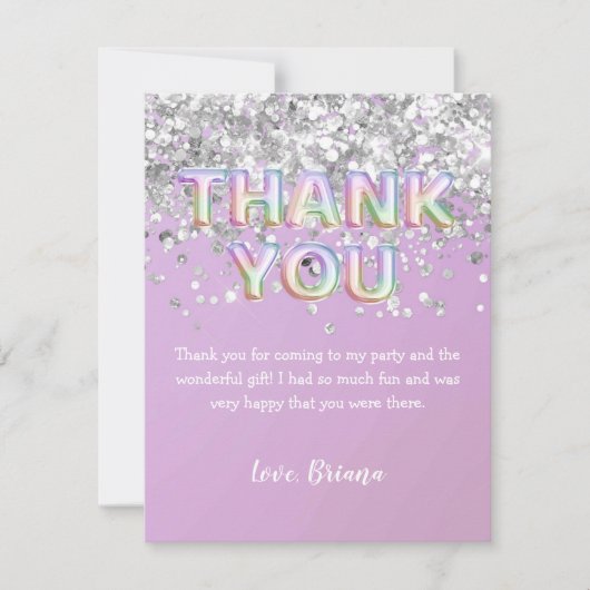 Hartelijk dank voor de Silver Glitter Rainbow-ball Kaart (Voorkant)