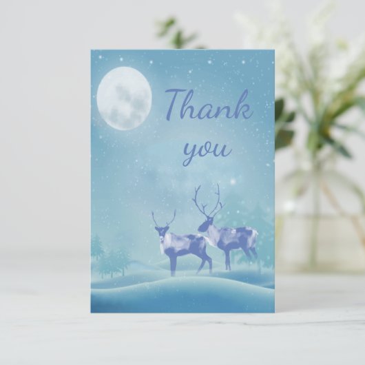 Hartelijk dank voor de sneeuwige kerstrendierkunst bedankkaart (Staand voorkant)
