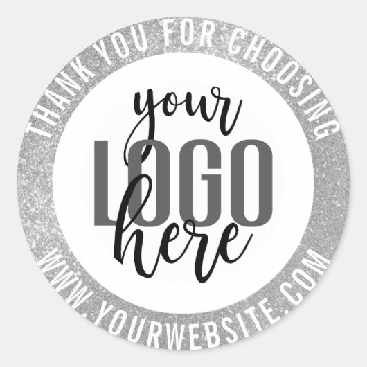 Hartelijk dank voor de spaarzame Silver Glitter Bu Ronde Sticker (Voorkant)