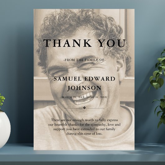 Hartelijk dank voor de speciale begrafenisfotosymp bedankkaart