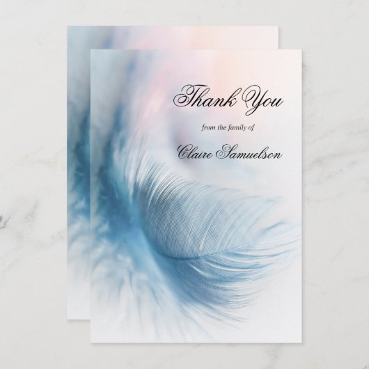 Hartelijk dank voor de sympathie van de Feather Ai Bedankkaart (Voorkant / Achterkant)