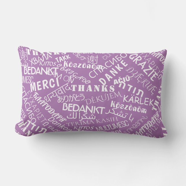 Hartelijk dank voor de tekst Paarse Pillow Multi L Kussen (Voorkant)