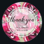 Hartelijk dank voor de tekstbloemen ronde sticker<br><div class="desc">Dank u en jouw naam op een achtergrond van roze,  roze bloemen en bladeren,  deze stickers zijn klaar om zich te personaliseren voor vrijgezellenfeesten,  je bruiloft of elke andere gelegenheid. De doopvont en de doopvontgrootte voor naam kunnen worden gewijzigd,  enkel klikken aanpassen verdere verbinding. Punten in onze winkel koppelen.</div>