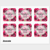 Hartelijk dank voor de tekstbloemen vierkante sticker (Vel)