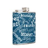 Hartelijk dank voor de tekstfles Meertaligheid voo Heupfles (Rechts)