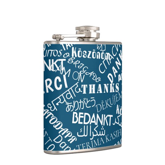 Hartelijk dank voor de tekstfles Meertaligheid voo Heupfles (Rechts)