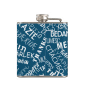 Hartelijk dank voor de tekstfles Meertaligheid voo Heupfles (Achterkant)