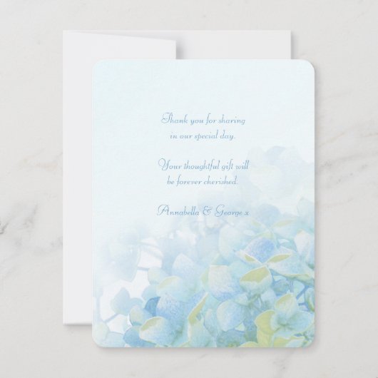 Hartelijk dank voor de trouwfoto hydrangea blue gr kaart (Achterkant)