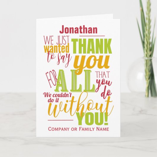 Hartelijk dank voor de Typografische Bedankt Beric (Voorkant)