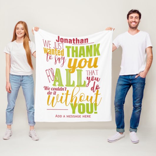 Hartelijk dank voor de Typografische Bedankt Beric Fleece Deken (In situ)