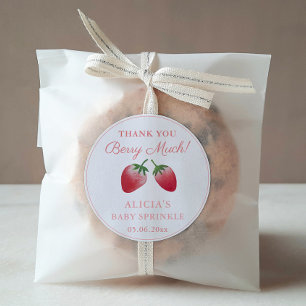 Hartelijk dank voor de vele aardbeien Rode roze av Ronde Sticker