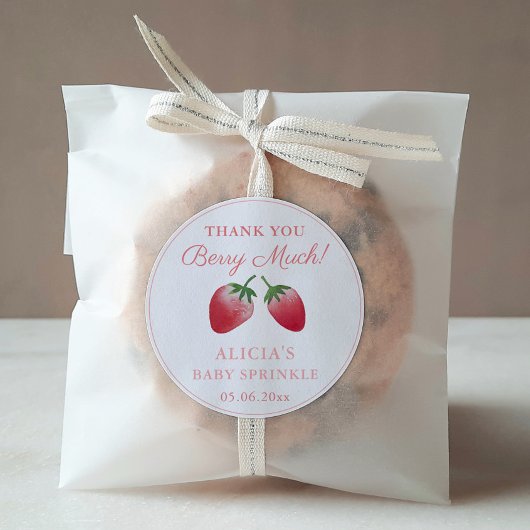 Hartelijk dank voor de vele aardbeien Rode roze av Ronde Sticker