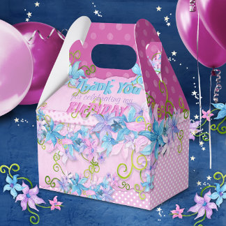 Hartelijk dank voor de verjaardag van Floral Pink Bedankdoosjes