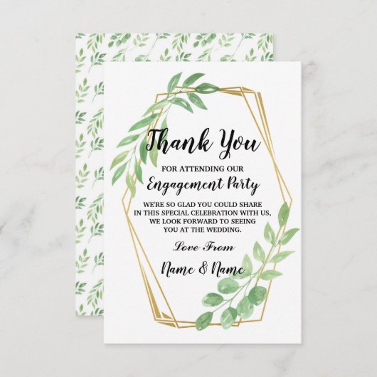 Hartelijk dank voor de Verloving Weddenschap Gold  Bedankkaart (Voorkant / Achterkant)