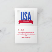 Hartelijk dank voor de Veteranen-dagkaart Bedankkaart (Binnen)