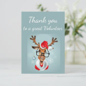 Hartelijk dank voor de vrijwilliger Fun Reindeer S Bedankkaart (Staand voorkant)