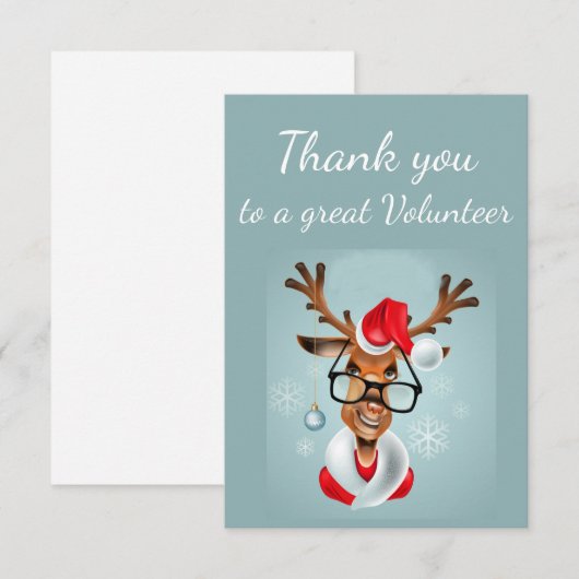 Hartelijk dank voor de vrijwilliger Fun Reindeer S Bedankkaart (Voorkant / Achterkant)