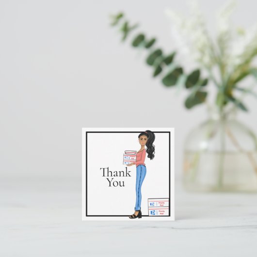 Hartelijk dank voor de vrouwelijke zakenvrouw Squa Vierkante Visitekaartje (Staand voorkant)