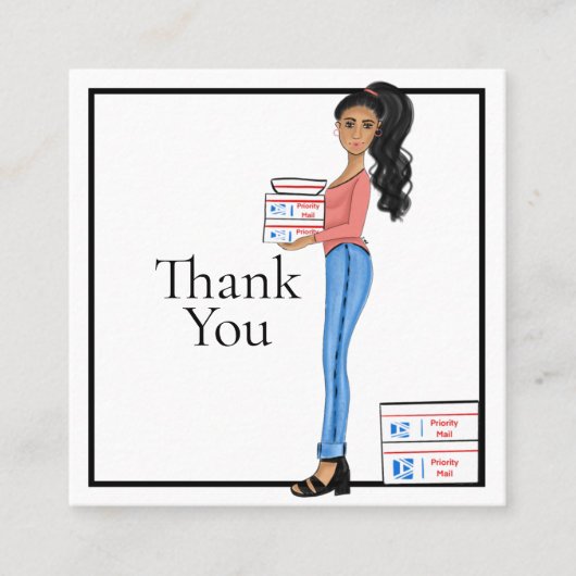 Hartelijk dank voor de vrouwelijke zakenvrouw Squa Vierkante Visitekaartje (Voorkant)