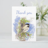Hartelijk dank voor de Waterverf Chickadee Bird Wi Bedankkaart (Staand voorkant)