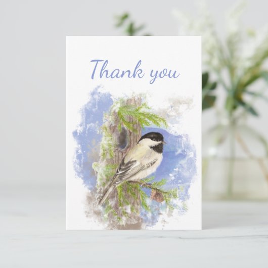 Hartelijk dank voor de Waterverf Chickadee Bird Wi Bedankkaart (Staand voorkant)