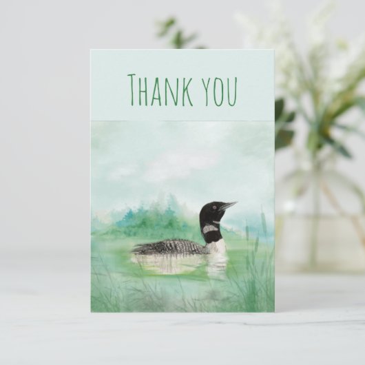 Hartelijk dank voor de Waterverf Common Loon Bird  Bedankkaart (Staand voorkant)
