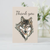 Hartelijk dank voor de Waterverf Gray Wolf Animal  Bedankkaart (Staand voorkant)