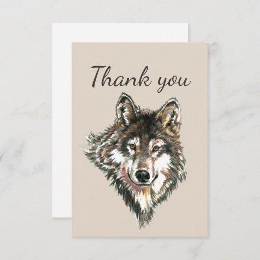 Hartelijk dank voor de Waterverf Gray Wolf Animal  Bedankkaart (Voorkant / Achterkant)