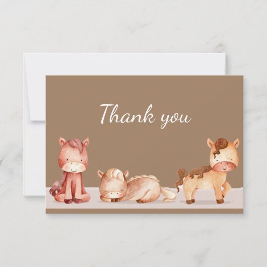 Hartelijk dank voor de Waterverf paarden Boerderij Bedankkaart (Voorkant)