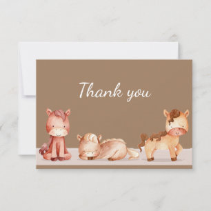 Hartelijk dank voor de Waterverf paarden Boerderij Bedankkaart