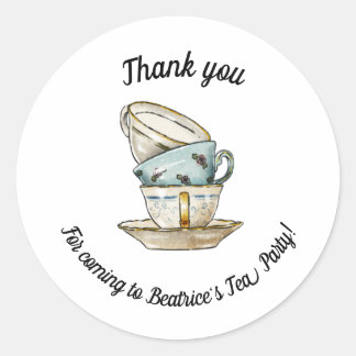 Hartelijk dank voor de waterverf-theetparty ronde sticker