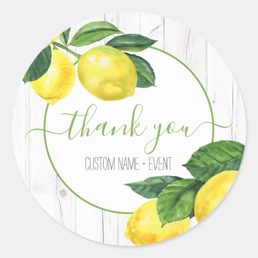 Hartelijk dank voor de waterverf van het citroenla ronde sticker (Voorkant)