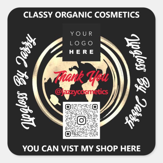 Hartelijk dank voor de Wereldkaart van de Business Vierkante Sticker (Voorkant)