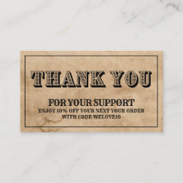 Hartelijk dank voor de  Westerne Korting op het in Visitekaartje