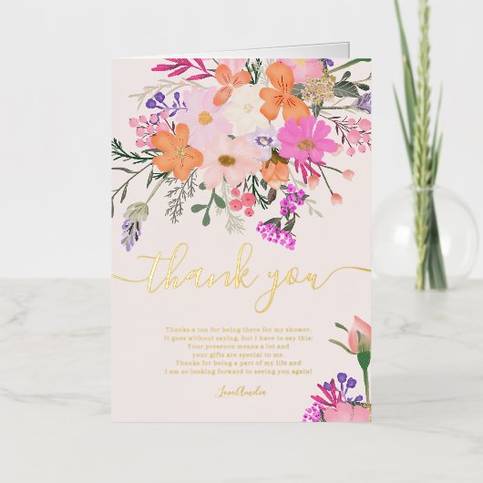 Hartelijk dank voor de wilde bloemen die de lentes folie wenskaart (Voorkant)