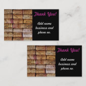 Hartelijk dank voor de Wine Cork Business Visitekaartje (Voorkant / Achterkant)
