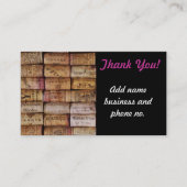 Hartelijk dank voor de Wine Cork Business Visitekaartje (Voorkant)