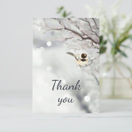 Hartelijk dank voor de winter Frosty Trees Chickad Bedankkaart (Staand voorkant)