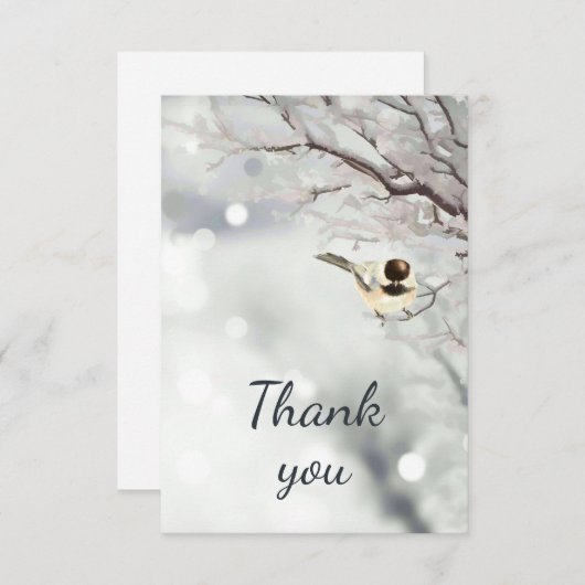 Hartelijk dank voor de winter Frosty Trees Chickad Bedankkaart (Voorkant / Achterkant)