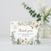Hartelijk dank voor de Winter White Floral Pine Tr Bedankkaart (Staand voorkant)