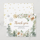 Hartelijk dank voor de Winter White Floral Pine Tr Bedankkaart (Voorkant / Achterkant)