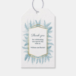 Hartelijk dank voor de winterbladblauw waterverf b cadeaulabel