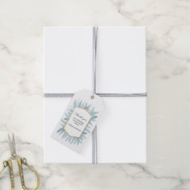 Hartelijk dank voor de winterbladblauw waterverf b cadeaulabel
