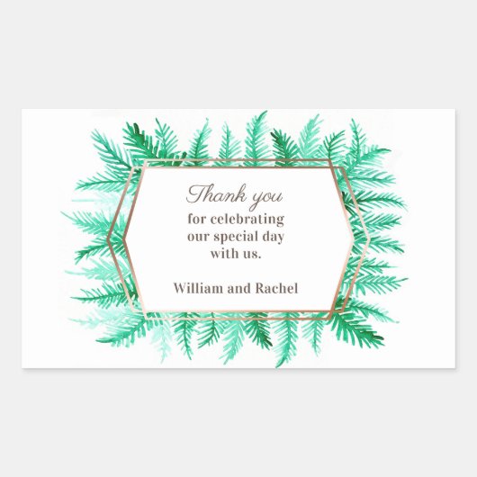 Hartelijk dank voor de wintergroene waterverf groe rechthoekige sticker (Voorkant)