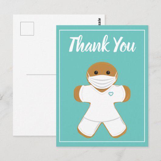 Hartelijk dank voor de Witte Scrubs Gingerbrood Ma Briefkaart (Voorkant / Achterkant)