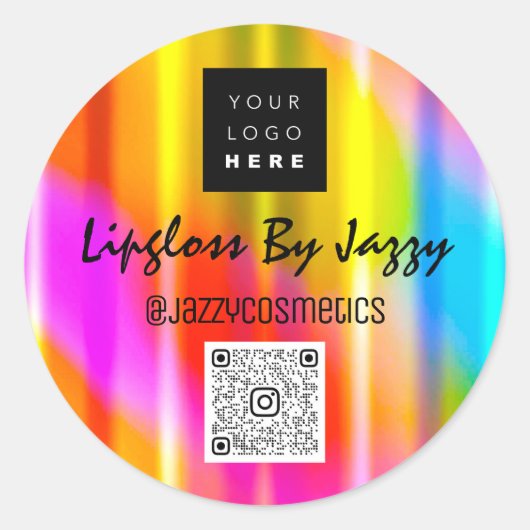 Hartelijk dank voor de zakelijke Holograaf QRCode  Ronde Sticker (Voorkant)